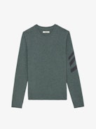 Pullover Kennedy 100% Kaschmir - Grauer Pullover aus 100% Kaschmir mit Rundhalsausschnitt und Pfeilen auf dem linken Ärmel.