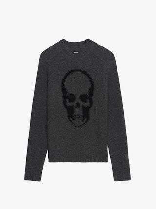 Jordan Jumper 100% Merino Wool - Grey 100% merino wool jumper with long sleeves and Skull design.