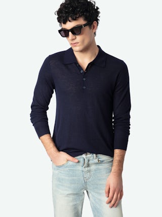 Dimi Cashmere Sweater - Long-sleeved sweater with shirt collar.