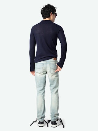 Dimi Cashmere Sweater - Long-sleeved sweater with shirt collar.