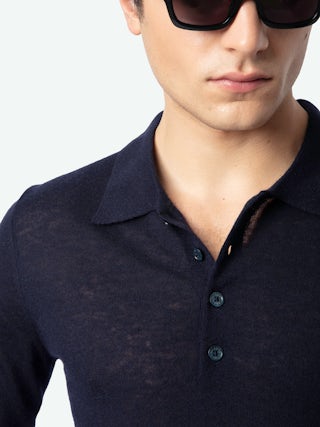 Dimi Cashmere Sweater - Long-sleeved sweater with shirt collar.