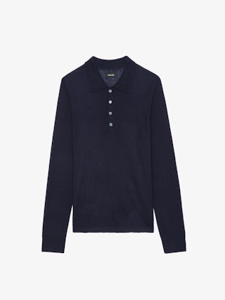 Dimi Cashmere Sweater - Long-sleeved sweater with shirt collar.