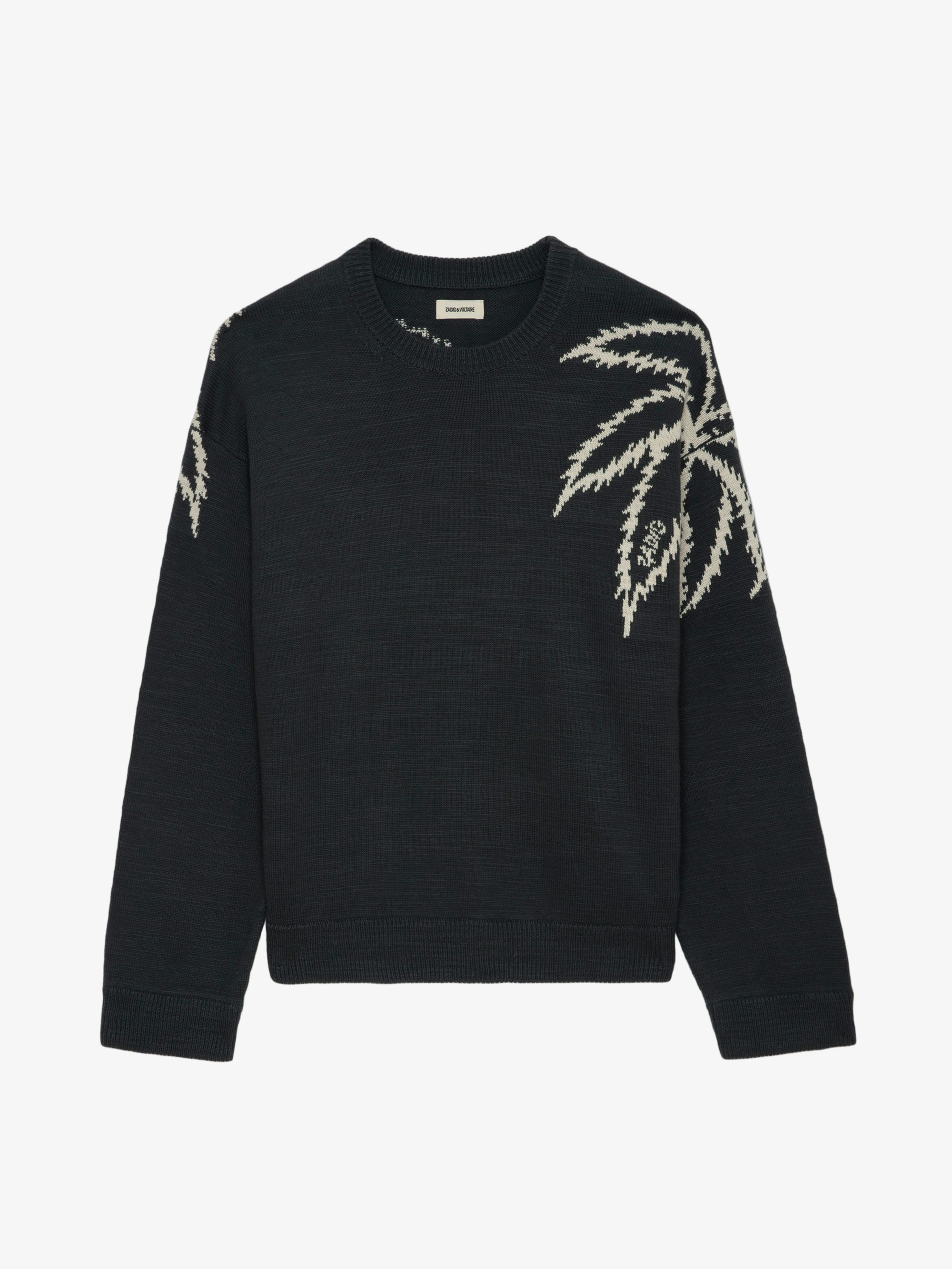 Marko Sweater - Round neck sweater with palm tree design on front and back.