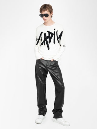 Teiss Cashmere Sweater - Men’s navy blue feather cashmere sweater.