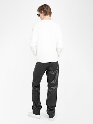 Teiss Cashmere Sweater - Men’s navy blue feather cashmere sweater.