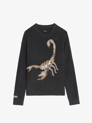 Sweater Marko 100% Merino Wool - Round neck sweater with reverse scorpion intarsia.