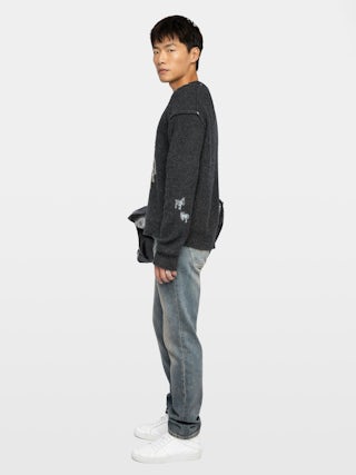 Jumper Marko 100% Merino Wool - Round neck jumper with reverse scorpion intarsia.