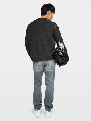 Jumper Marko 100% Merino Wool - Round neck jumper with reverse scorpion intarsia.