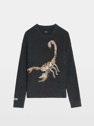 Jumper Marko 100% Merino Wool - Round neck jumper with reverse scorpion intarsia.