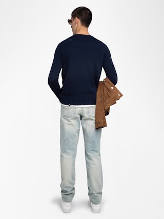 Jordan Sweater - Crew neck sweater with distressed effect.