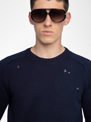 Jordan Sweater - Crew neck sweater with distressed effect.
