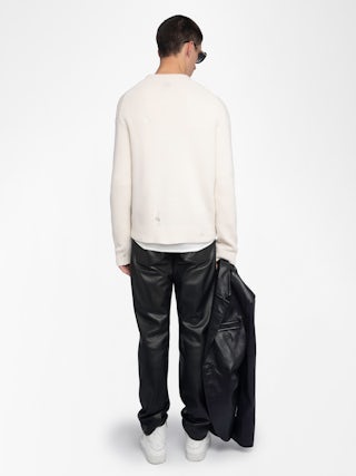 Marko Wool Sweater - Sweater with round neck and skull embroidery.