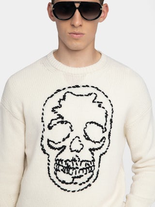 Marko Skull Sweater - Sweater with round neck and skull embroidery.