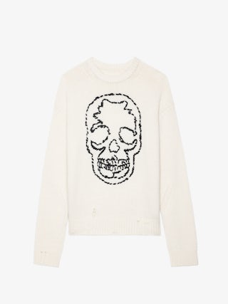 Marko Wool Sweater - Sweater with round neck and skull embroidery.