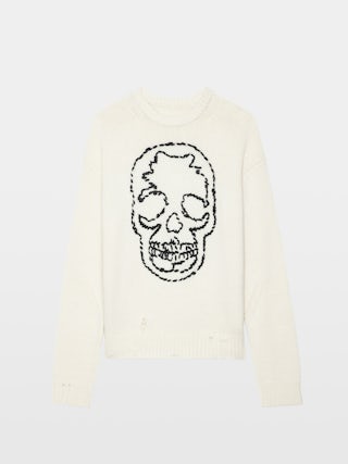 Marko Skull Sweater - Sweater with round neck and skull embroidery.