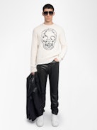 Marko Jumper 100% Merino Wool - Jumper with round neck and skull embroidery.