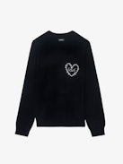 Kennedy Sweater - Sweater with round neck and heart embroidery on the front.