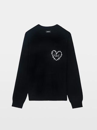 Kennedy Jumper - Jumper with round neck and heart embroidery on the front.