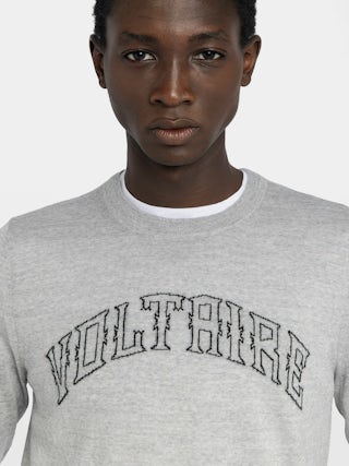 Kennedy Jumper 100% Merino Wool - Jumper with round neck and Voltaire writing on the front.