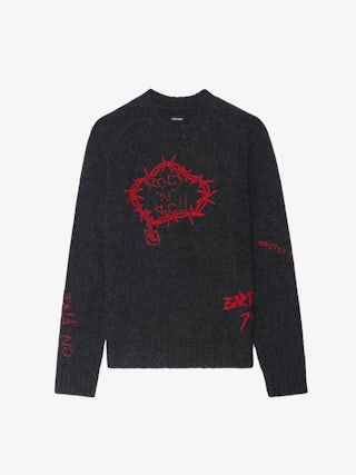 Jordan Merino Wool Sweater - Round neck sweater with hand-made embroidery.