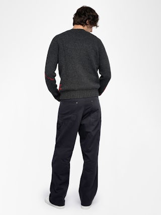 Jordan Merino Wool Sweater - Round neck sweater with hand-made embroidery.