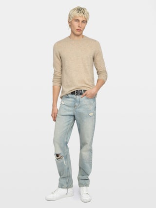 Teiss Cashmere Sweater - Round neck sweater with long sleeves.