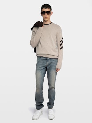 Jersey Kennedy 100% Cachemira - Jersey cuello redondo con flecha en el brazo.