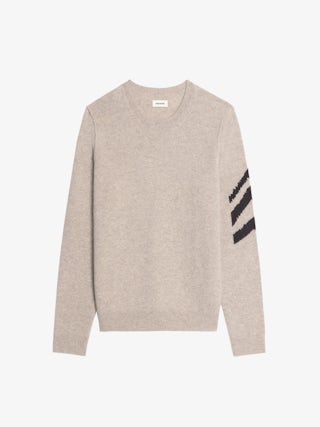 Kennedy Cashmere Sweater - Round neck sweater with arrow on the arm.