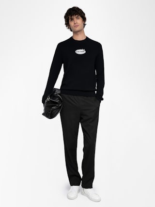 Kennedy Sweater - Round neck sweater with intarsia on the front.