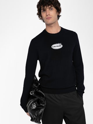 Kennedy Sweater - Round neck sweater with intarsia on the front.