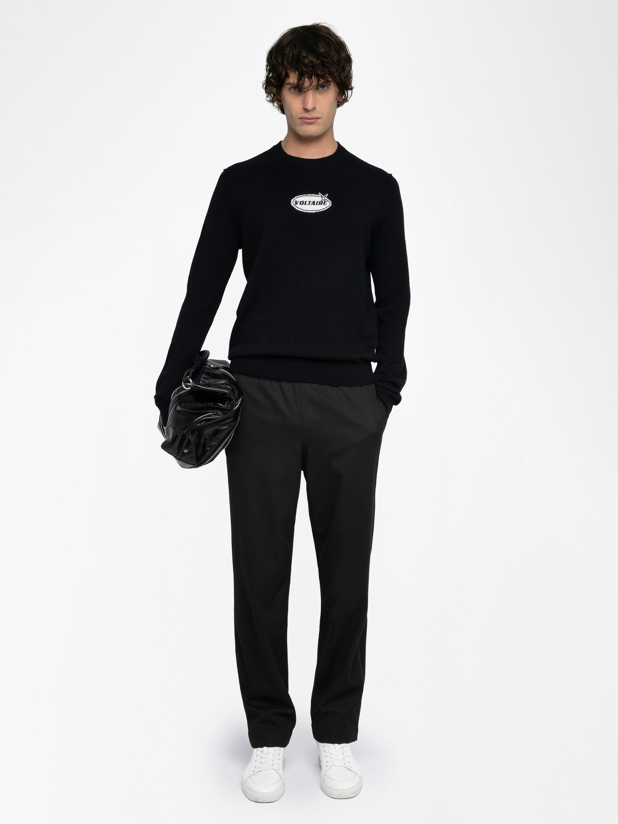 Kennedy Sweater - Round neck sweater with intarsia on the front.