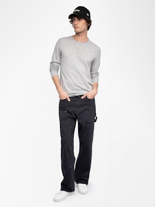 Teiss Cashmere Sweater - Round neck sweater with long sleeves featuring a print on the back.