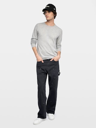 Pull Teiss 100% Cachemire - Pull col rond manches longues avec imprimé au dos.