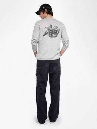Teiss Cashmere Sweater - Round neck sweater with long sleeves featuring a print on the back.