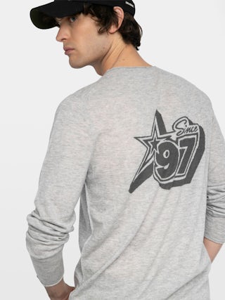 Pull Teiss 100% Cachemire - Pull col rond manches longues avec imprimé au dos.