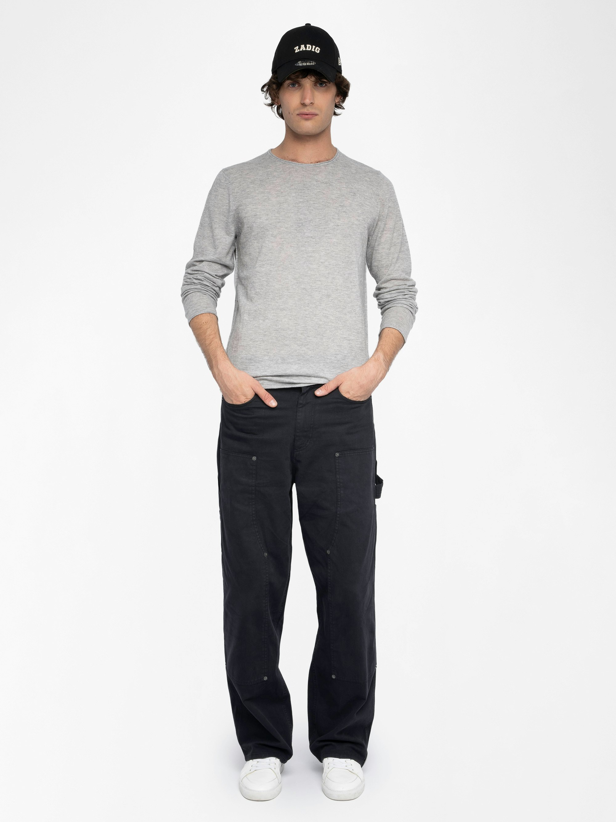 Teiss Cashmere Sweater - Round neck sweater with long sleeves featuring a print on the back.