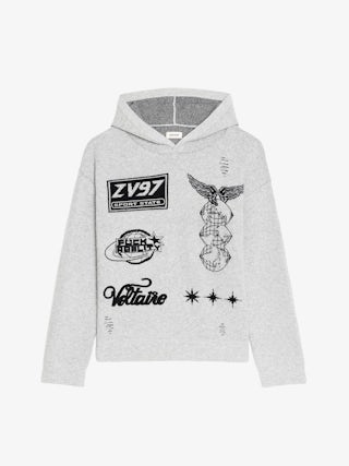 Pull Malay - Pull à capuche avec jacquard sur l'avant.