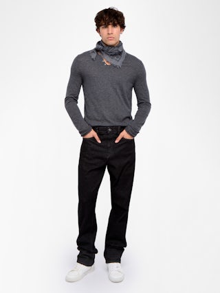 Monastir Jumper 100% Cashmere - Henley t-shirt collar jumper with long sleeves.