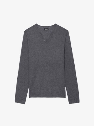 Monastir Jumper 100% Cashmere - Henley t-shirt collar jumper with long sleeves.