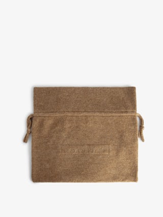 Nacky 100% Cashmere Socks - Mid-rise socks in 100% brown cashmere with a pouch.