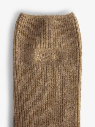 Nacky 100% Cashmere Socks - Mid-rise socks in 100% brown cashmere with a pouch.