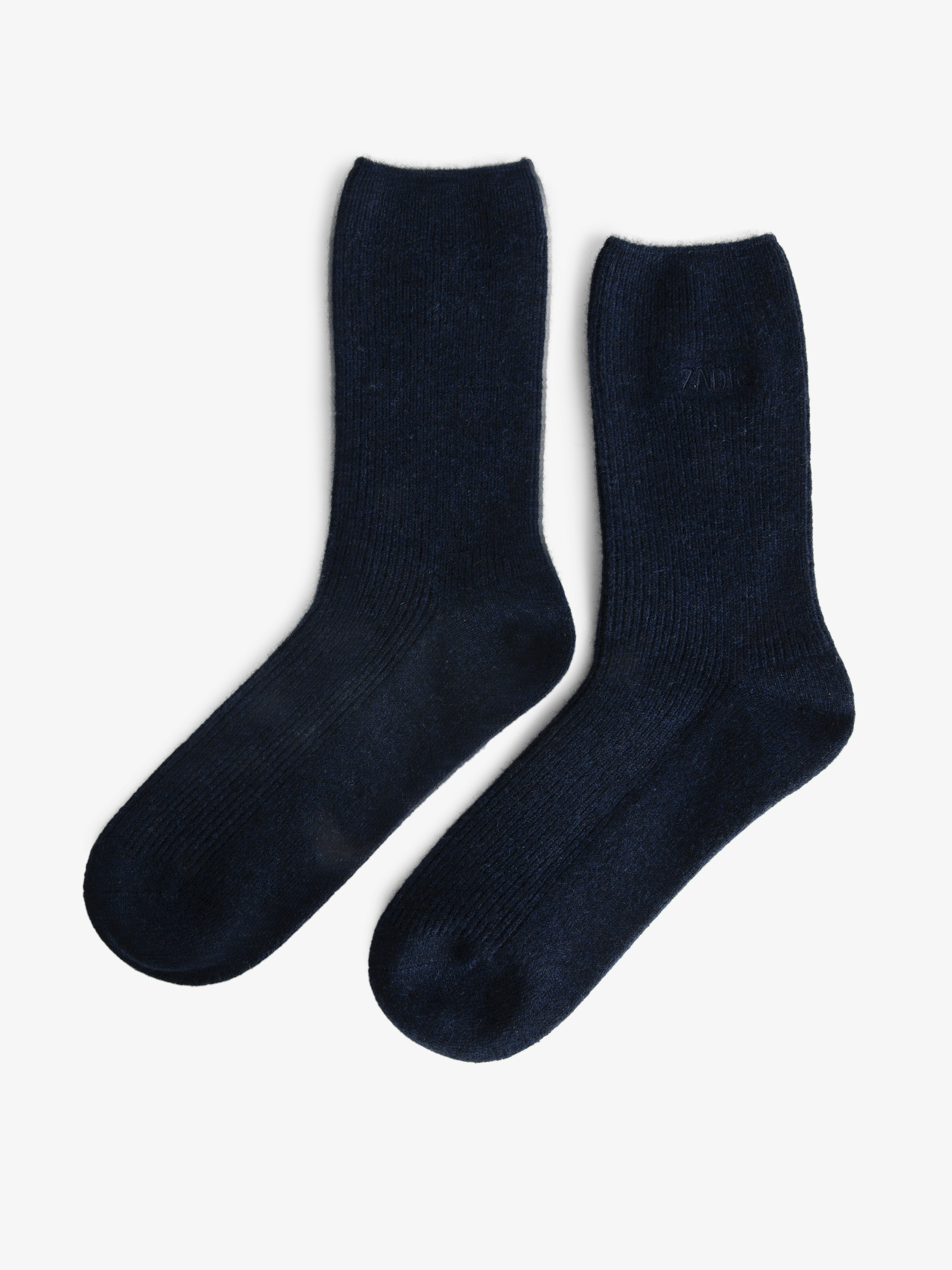 Nacky Socken 100% Kaschmir - Kniestrümpfe aus 100 % marineblauem Kaschmir mit Beutel.