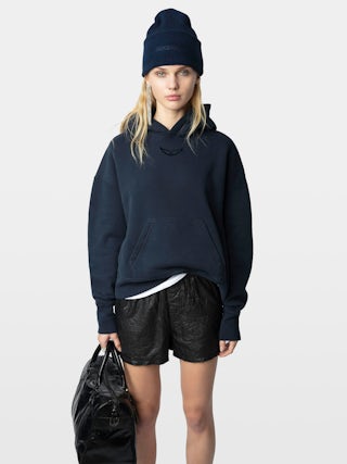 Berretto Ben 100% Cachemire - Berretto in 100% cashmere blu navy ornato da una firma.