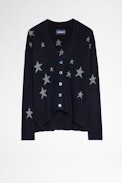 Mirka Cardigan 100% Cashmere - Women's cashmere cardigan with glitter stars