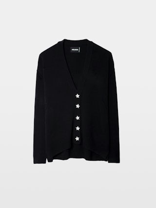 Mirka Cardigan 100% Cashmere - 100% cashmere cardigan adorned with star-shaped jewel buttons.