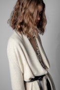 Dazzy Cardigan Cashmere - Women's long beige knitted cardigan