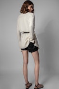 Dazzy Cardigan Cashmere - Women's long beige knitted cardigan
