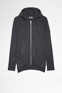 Salma Cardigan - Women's gray merino knit hoodie