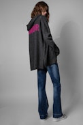 Salma Cardigan - Women's gray merino knit hoodie