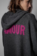 Salma Cardigan - Women's gray merino knit hoodie